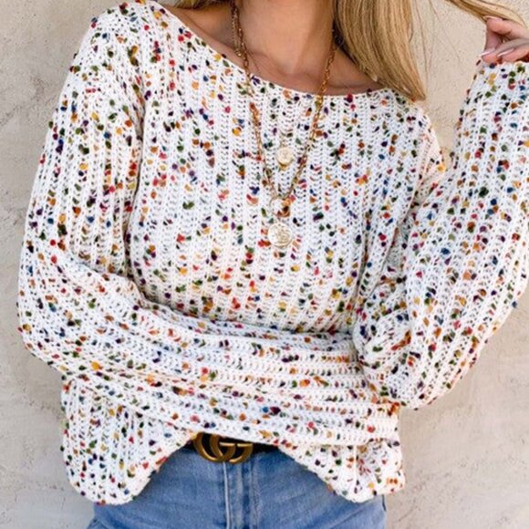 B002 Confetti Reversible Twist Sweater - Picture 5 of 5